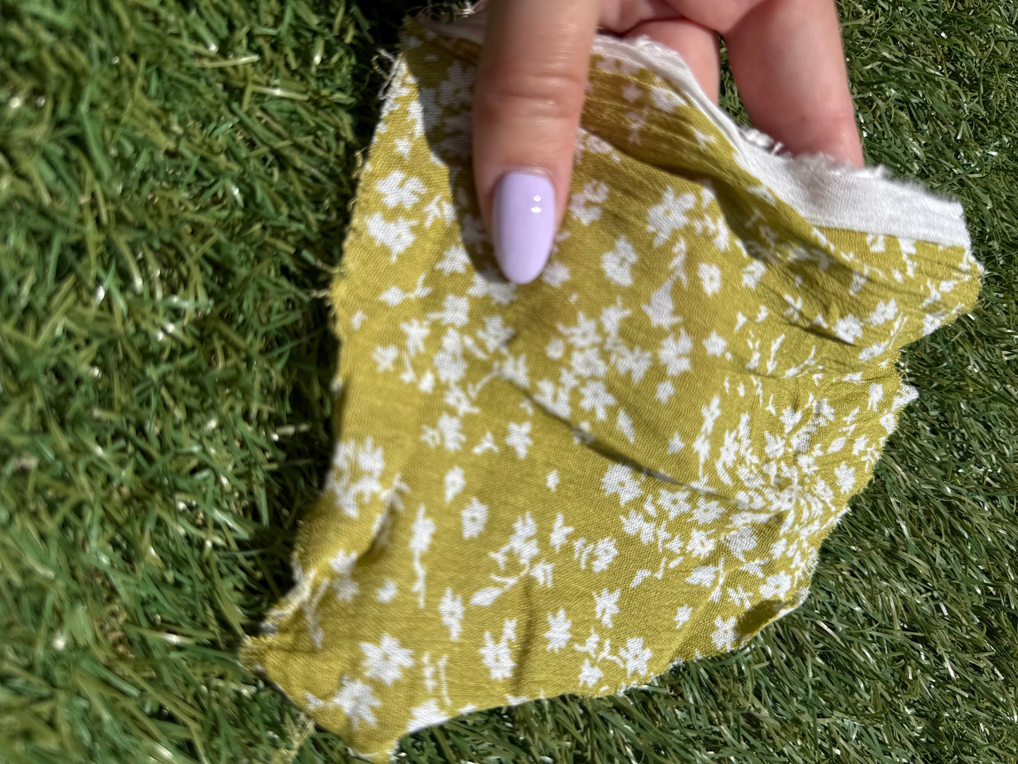 Citrine Yellow White Floral Rayon Crepe Woven "Judith in July"