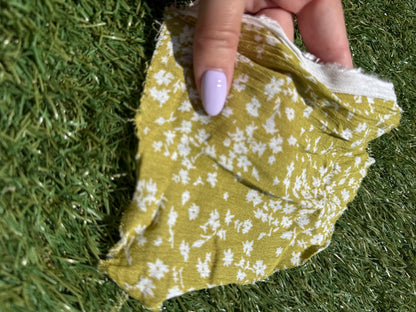 Citrine Yellow White Floral Rayon Crepe Woven "Judith in July"