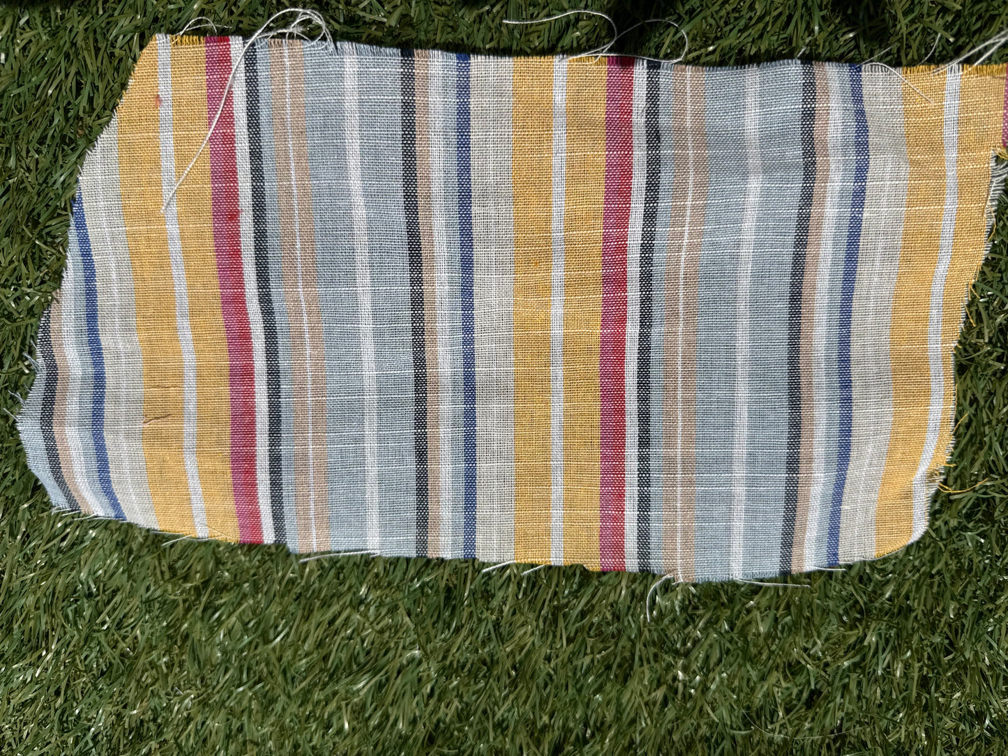 Blue Yellow Blue Red Vertical Stripe Cotton Gauze Woven "Pismo Beach"