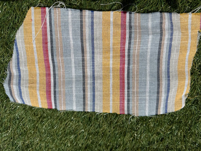 Blue Yellow Blue Red Vertical Stripe Cotton Gauze Woven "Pismo Beach"