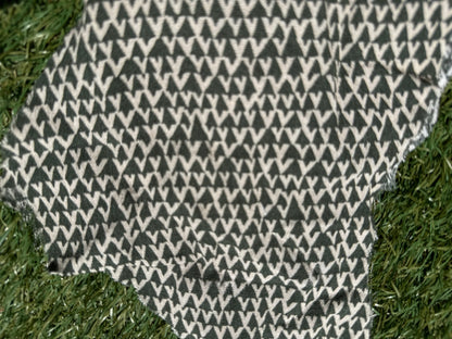 Olive Green Cream Geometric Pattern Print Rayon Crepe Woven "Desert Alps"