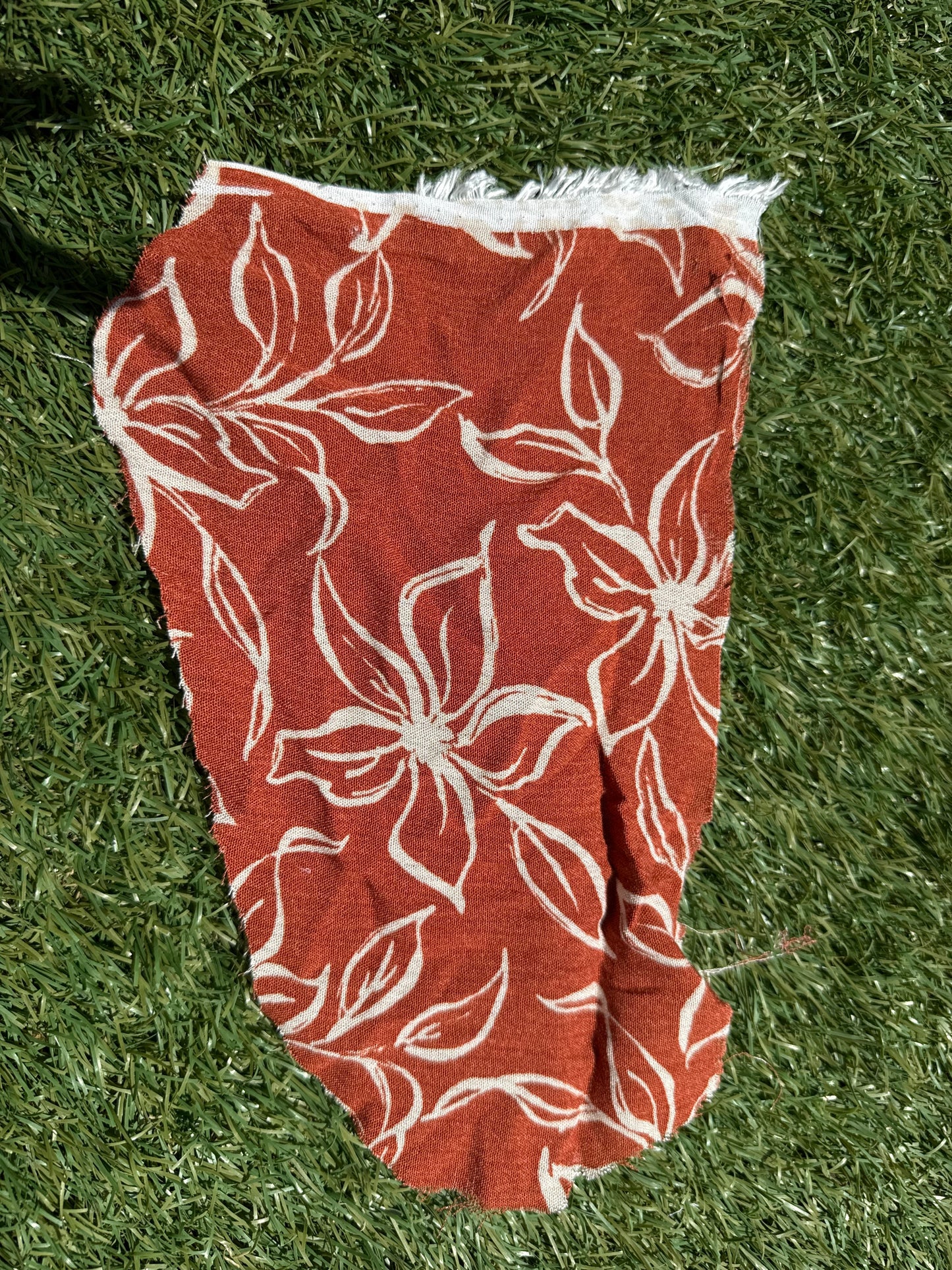 Rust Cream Island Floral Print Rayon Crepe Woven "Catalina Summer"