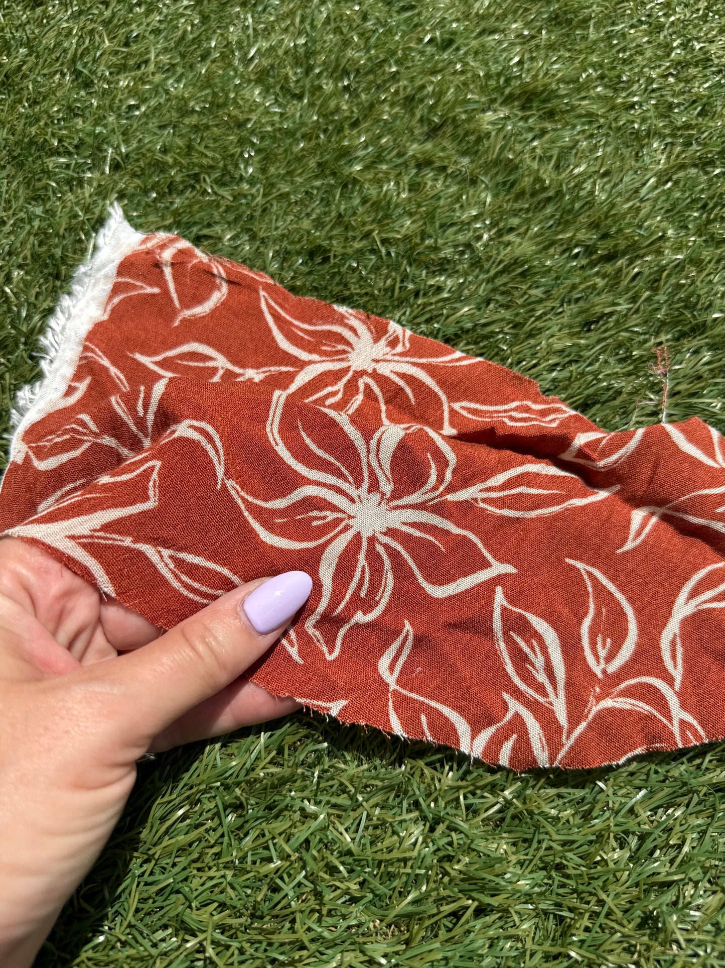 Rust Cream Island Floral Print Rayon Crepe Woven "Catalina Summer"