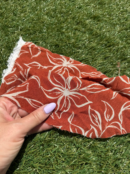 Rust Cream Island Floral Print Rayon Crepe Woven "Catalina Summer"
