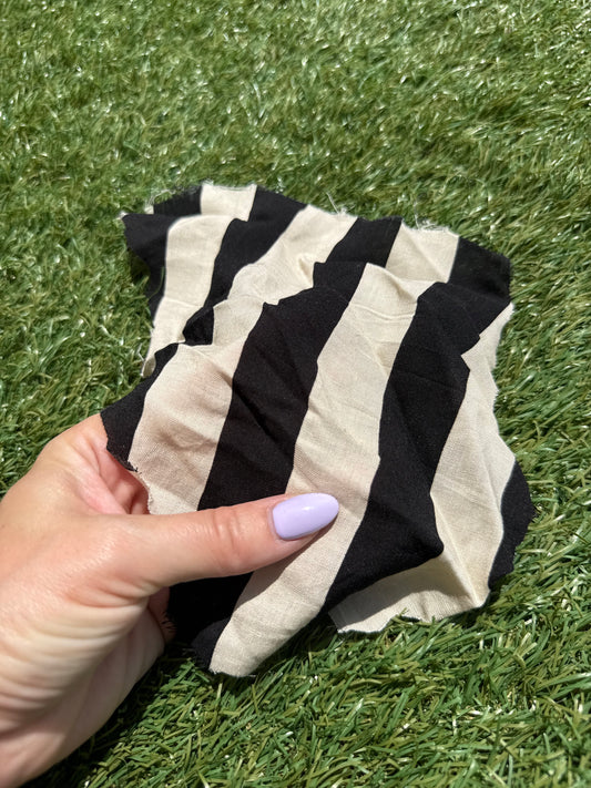 Black Ivory Veritcal 1 Inch Strpe Print Rayon Challis Woven "B.Juice"