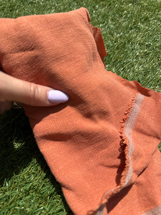 Rust Orange Rayon Linen Woven "Pumpkin Pie"