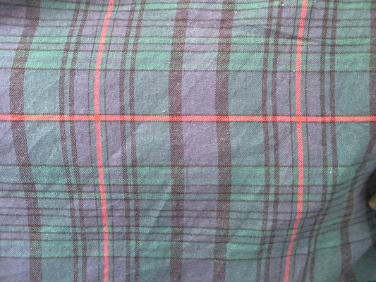 Blue Green Black Red Plaid  Cotton Flannel "To A "T""