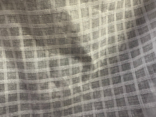 White Sheer Plaid Cotton Voile "Window Pains"