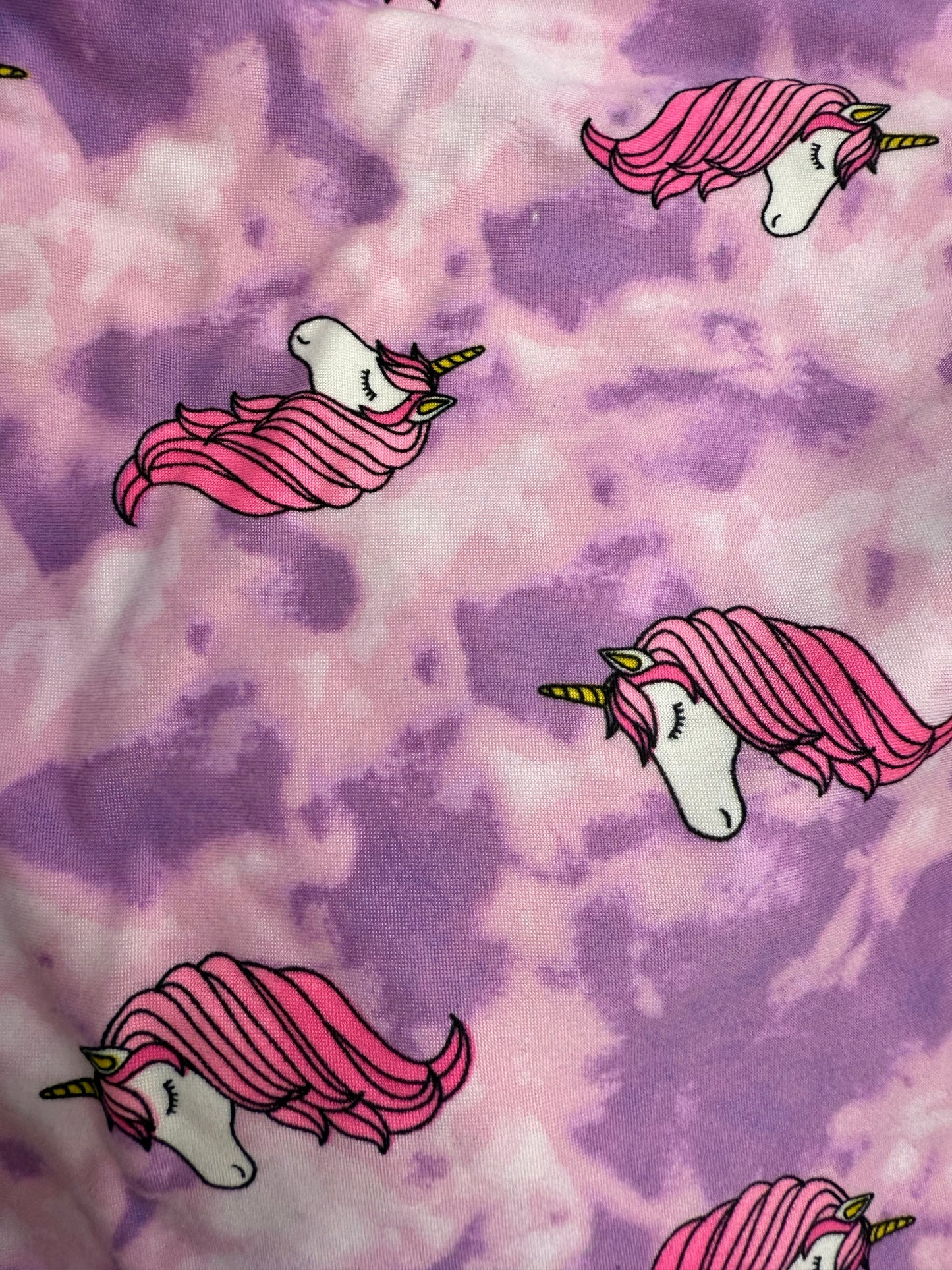Purple Pink White Yellow Tie-dye Unicorn Animal Polyester Spandex Jersey Knit "Pastel Dreams"