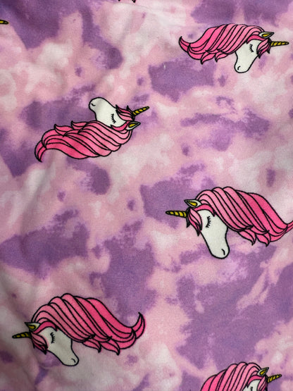 Purple Pink White Yellow Tie-dye Unicorn Animal Polyester Spandex Jersey Knit "Pastel Dreams"