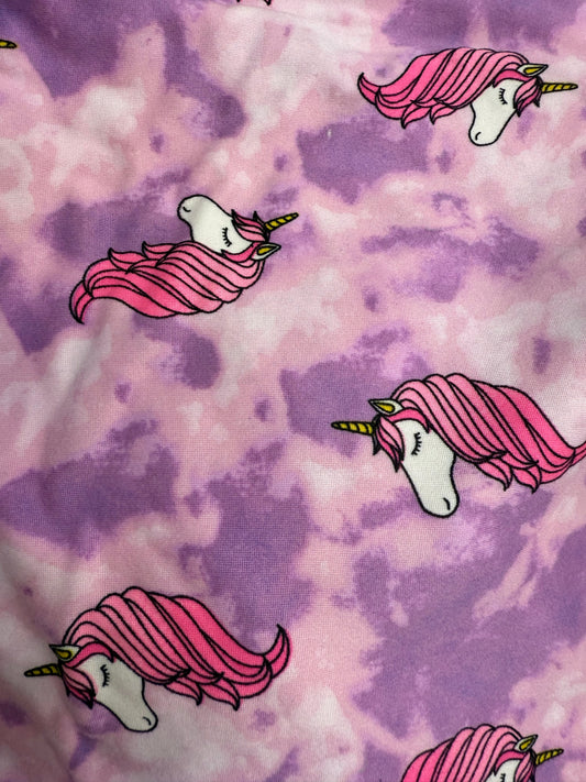 Purple Pink White Yellow Tie-dye Unicorn Animal Polyester Spandex Jersey Knit "Pastel Dreams"