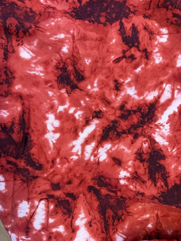 Red White Tie Dye Print Design Cotton Spandex Twill Woven "Blood Ink"
