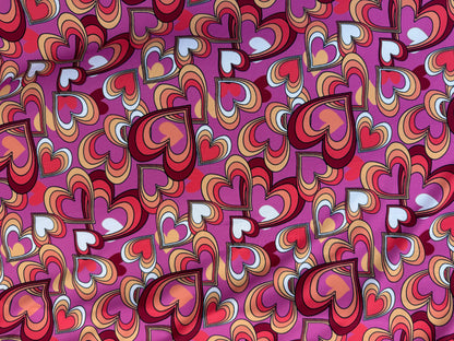 Pink Orange White Retro Heart Print Polyester Spandex Jersey "Lovestruck"
