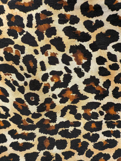 Brown Tan Black Leopard Rayon Crepe Woven "Leo Boogie"