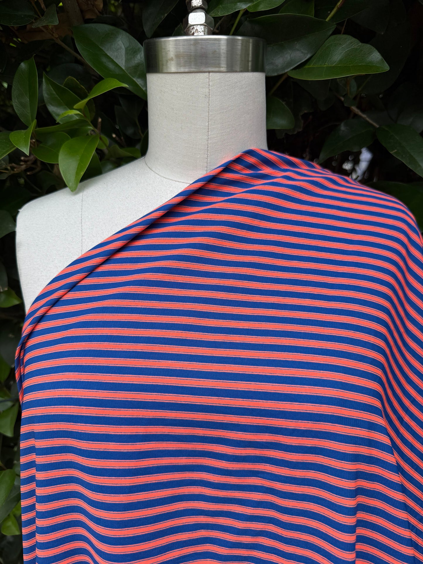 Blue Neon Orange Stripe Polyester Woven "Dad's Summer Fit"