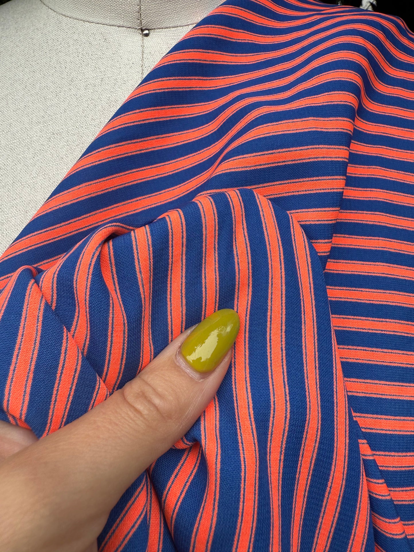 Blue Neon Orange Stripe Polyester Woven "Dad's Summer Fit"