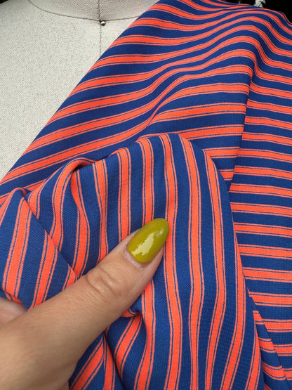 Blue Neon Orange Stripe Polyester Woven "Dad's Summer Fit"