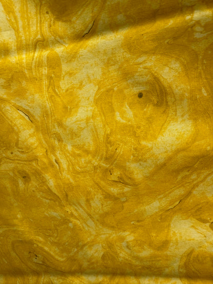 Yellow White Marbled Print Quilt Cotton Poplin Woven "Desert Dunes"