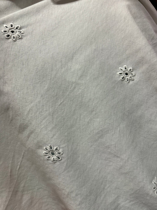 White Eyelet Cotton Jersey "Daisy Dot"