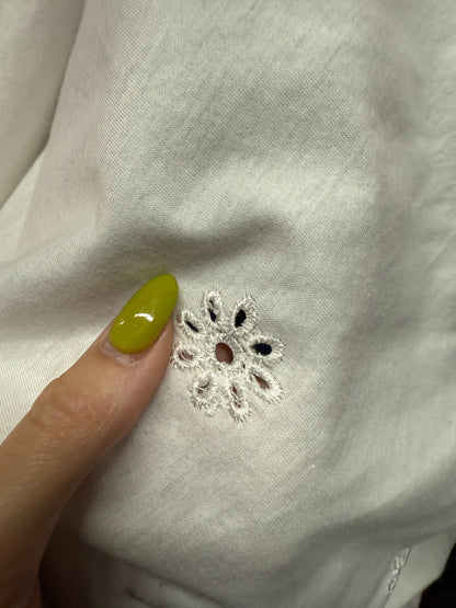 White Eyelet Cotton Jersey "Daisy Dot"