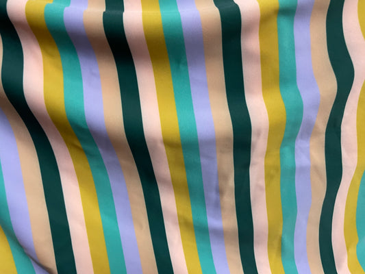 Pastel Bright Stripe Rainbow Print Swim Athletic Nylon/Spandex Knit "Deep End Dive"