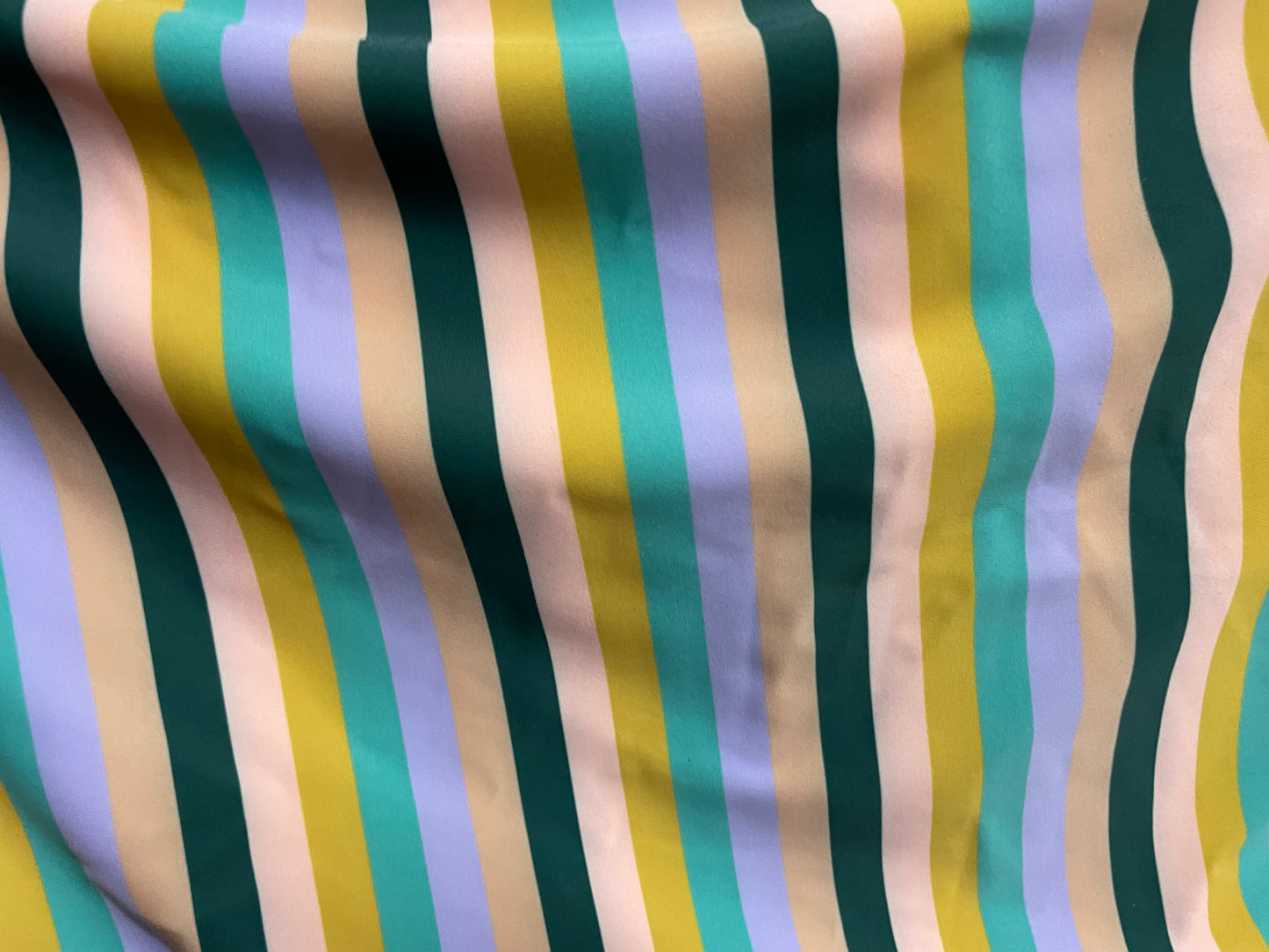 Pastel Bright Stripe Rainbow Print Swim Athletic Nylon/Spandex Knit "Deep End Dive"