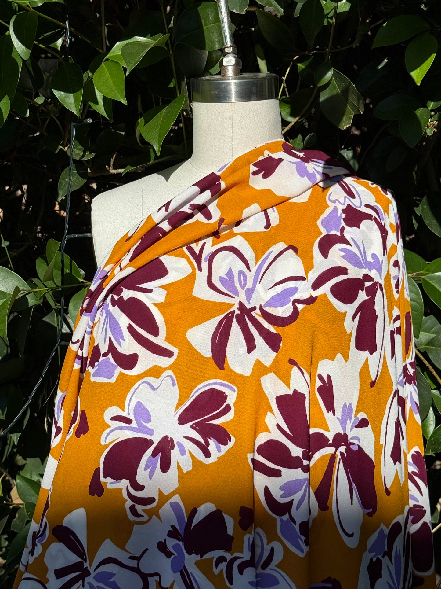 Orange White Purple Maroon Floral  Polyester Woven "Orchid Resort"