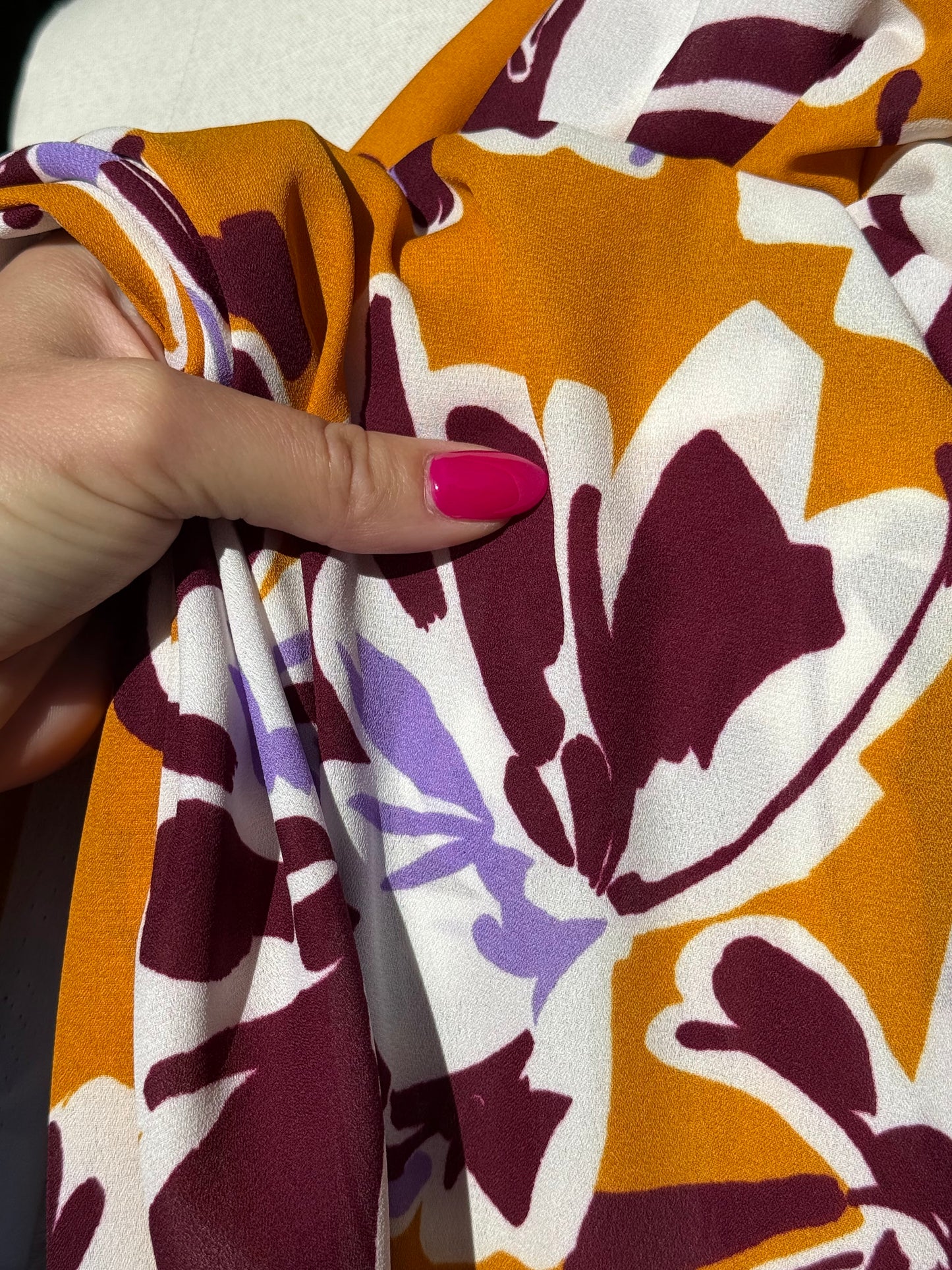 Orange White Purple Maroon Floral  Polyester Woven "Orchid Resort"