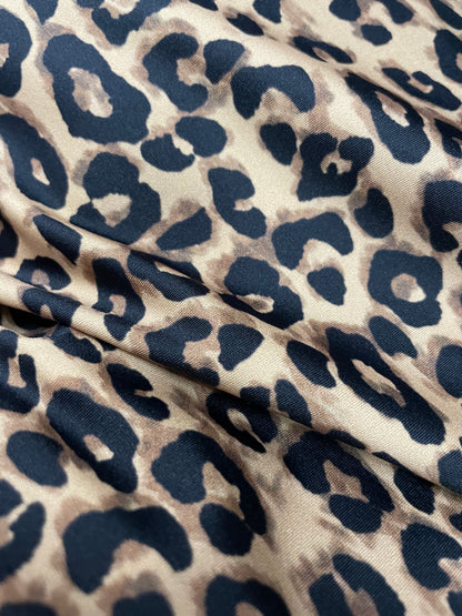 Classic Leopard Print Brown Black Swim Athletic Nylon/Spandex Knit "Leo & Margaritas"