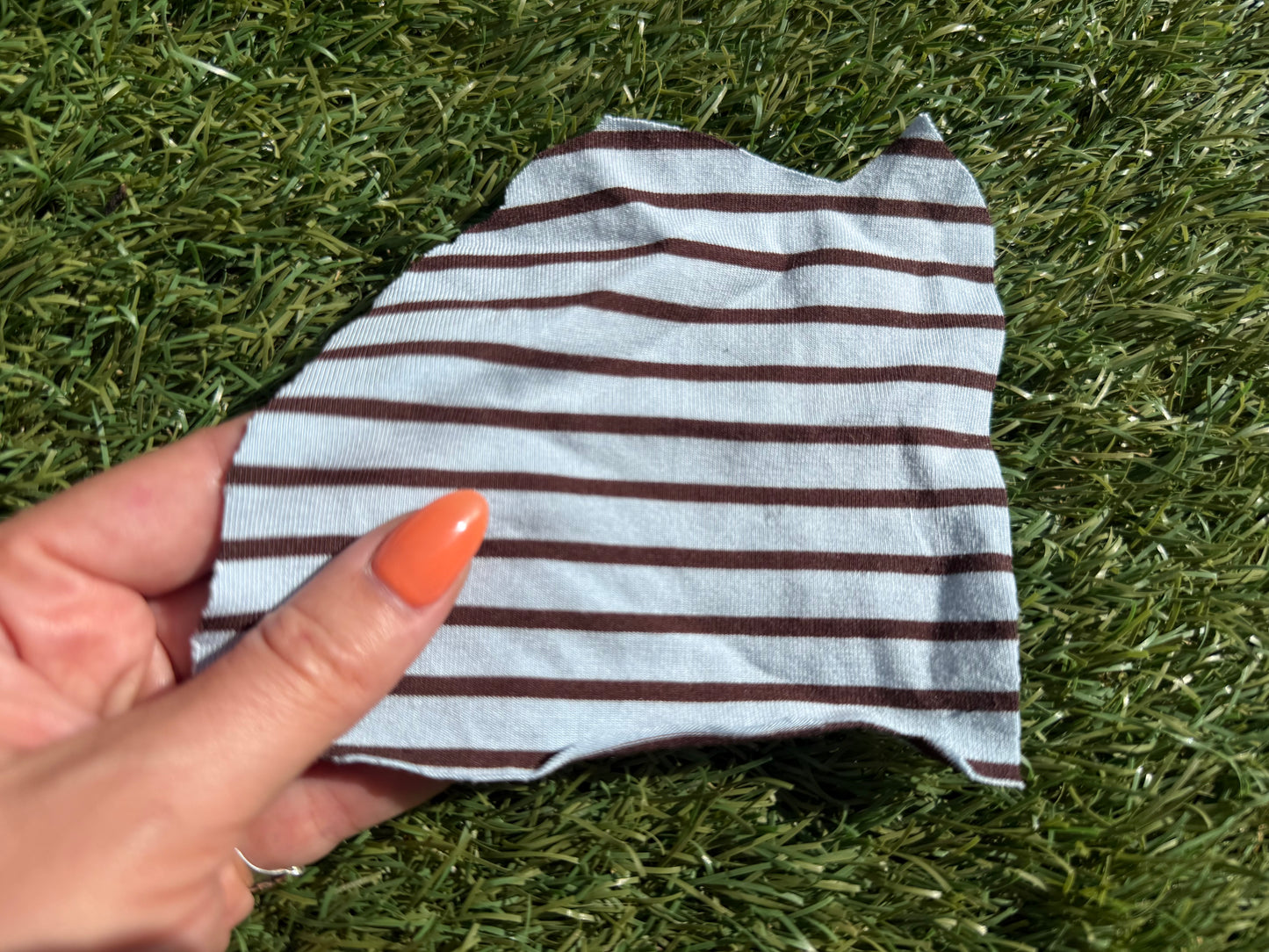 Light Blue Brown Stripe Rayon Spandex Jersey "Blueberry Muffin"