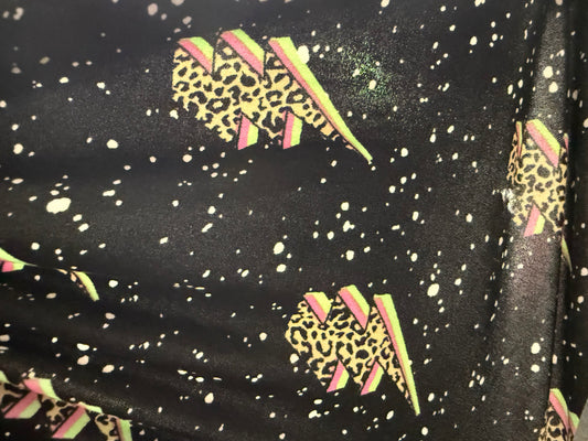 Black White Pink Yellow Animal Print Lightning Bolt Splatter "Radical Bolts"
