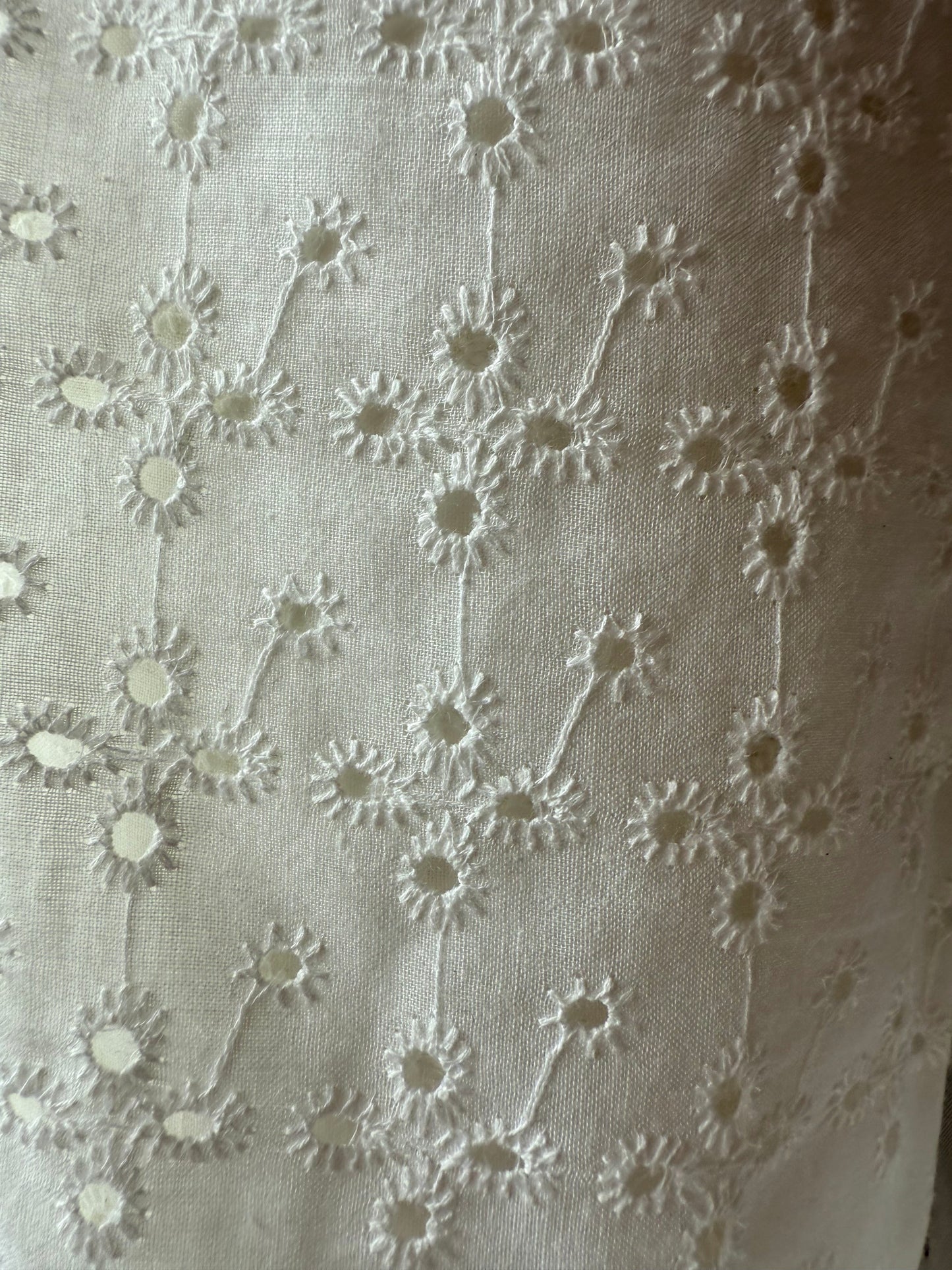 White Floral Eyelet Cotton Voile "Clover Threads"
