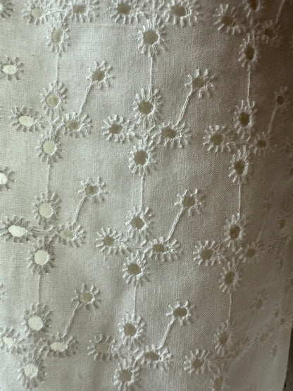 White Floral Eyelet Cotton Voile "Clover Threads"