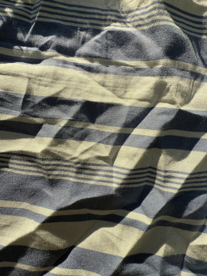 White Blue Stripe Rayon Challis "Seaside Port"