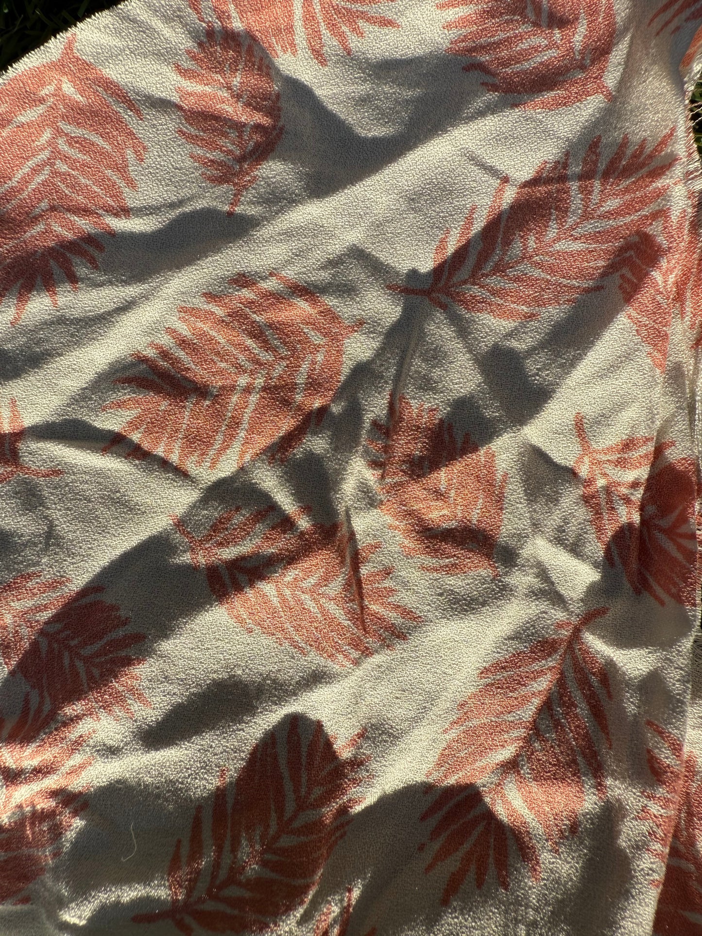 Pink Cream Feather Print Woven  Rayon Crepe "Light as a Feather"