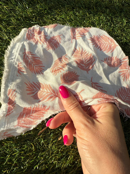 Pink Cream Feather Print Woven  Rayon Crepe "Light as a Feather"