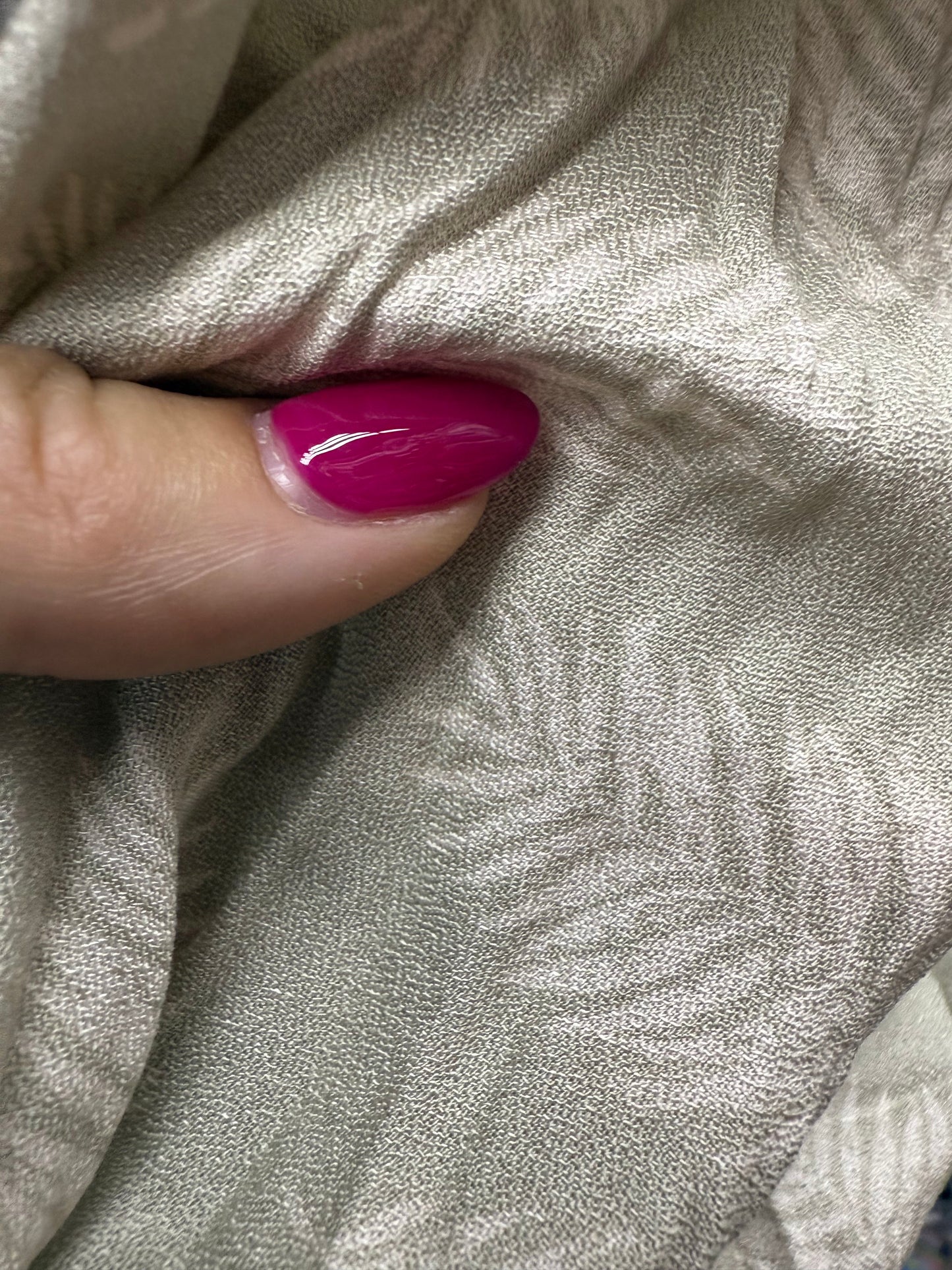Light Gray Sage White Feather Print Rayon Crepe Woven "Feather Soft"