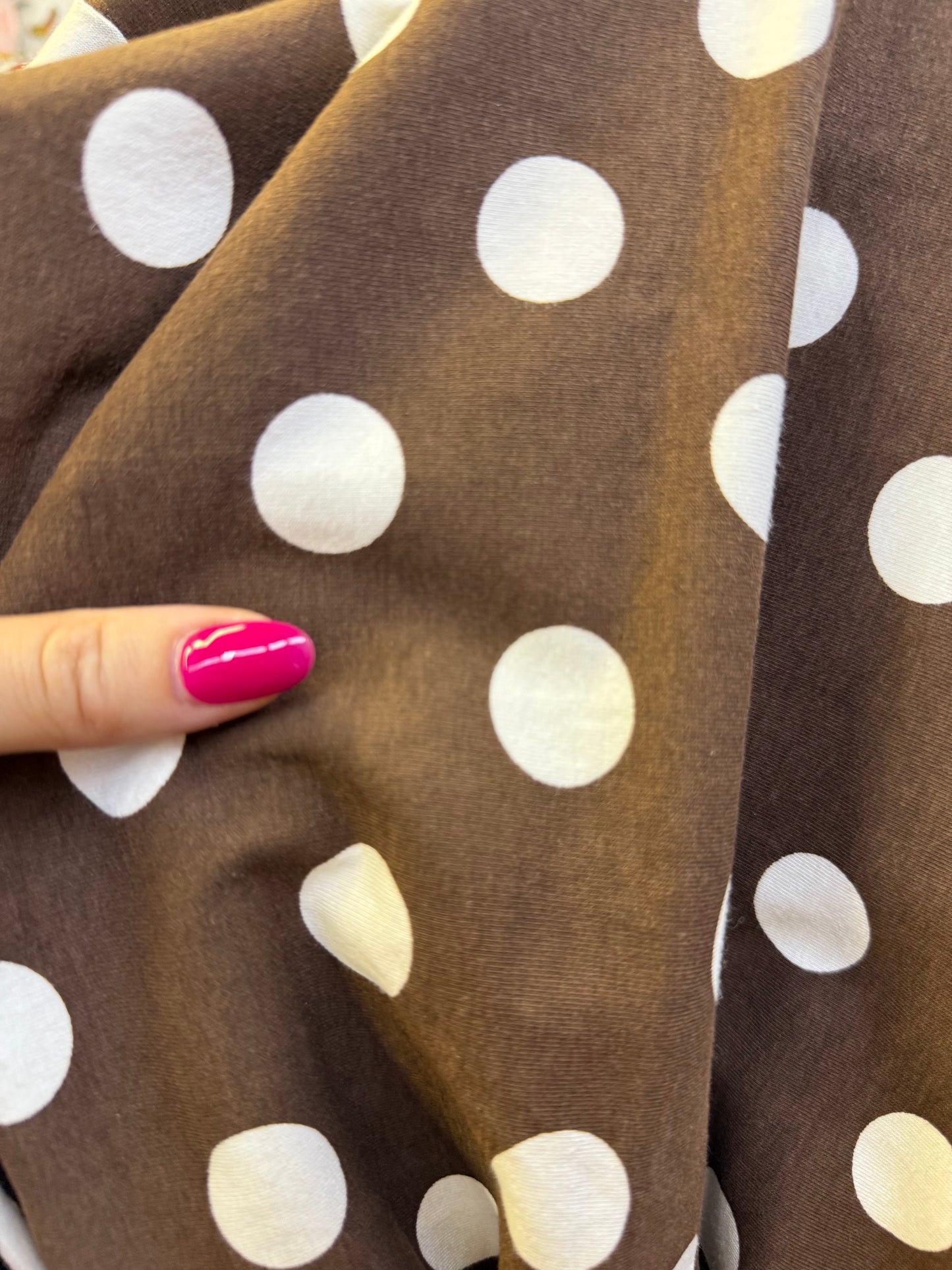 Brown White Medium Dot Cotton Jersey "Chocolate Chip Pancakes"