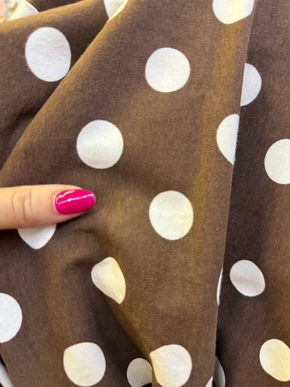 Brown White Medium Dot Cotton Jersey "Chocolate Chip Pancakes"