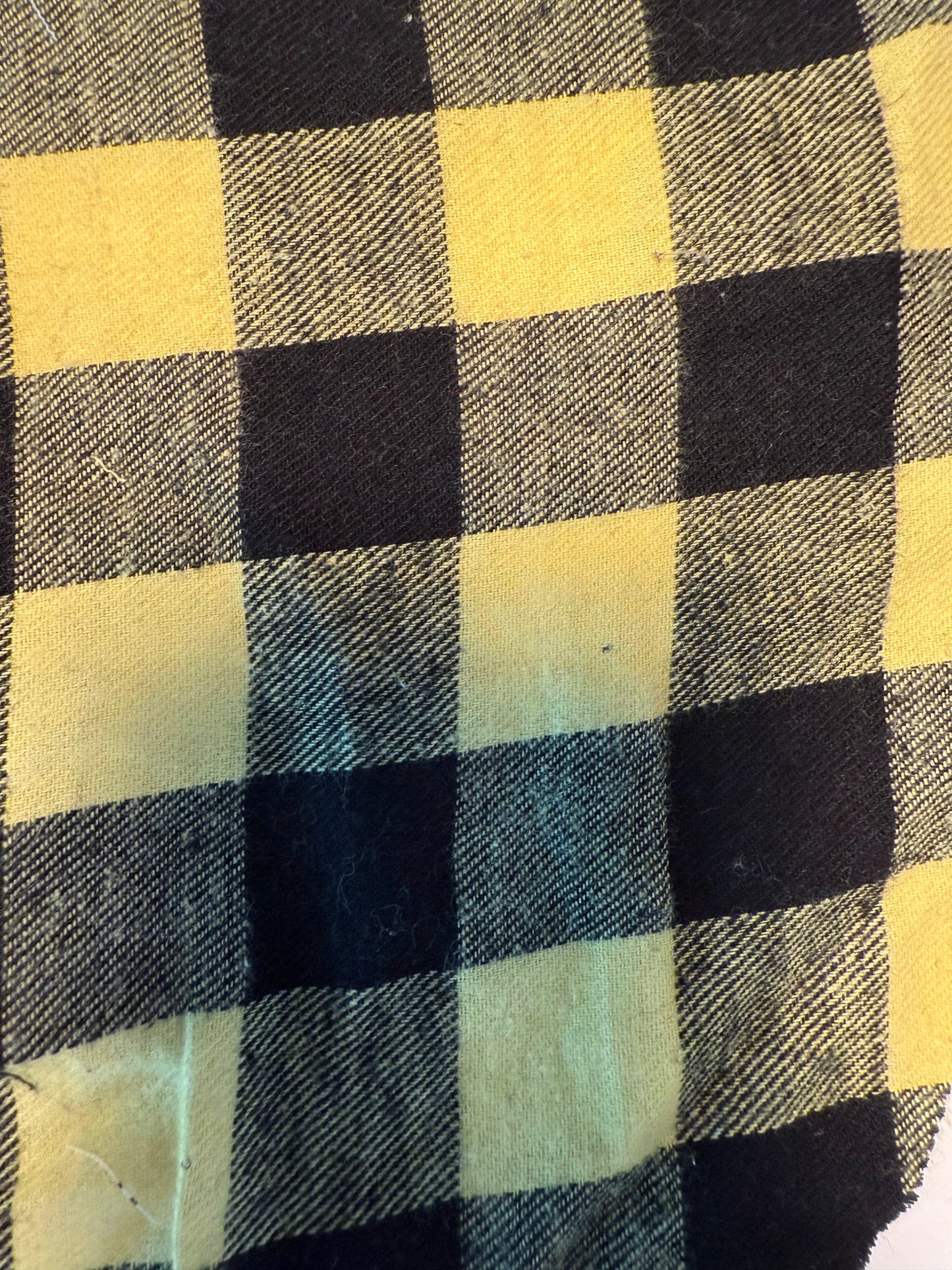 Yellow Black Gray Check Gingham Plaid Cotton Flannel "Sunshine Play"