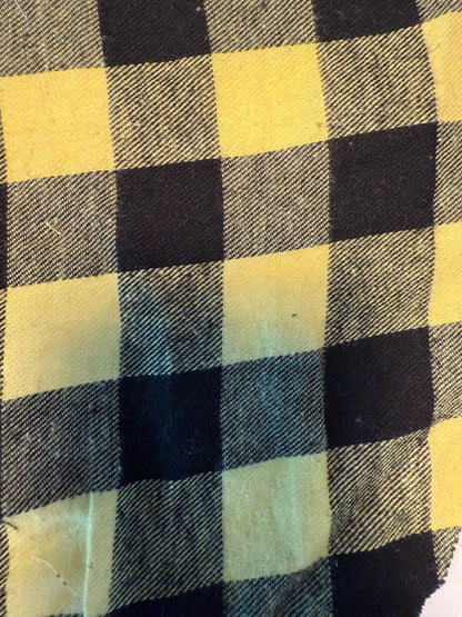 Yellow Black Gray Check Gingham Plaid Cotton Flannel "Sunshine Play"