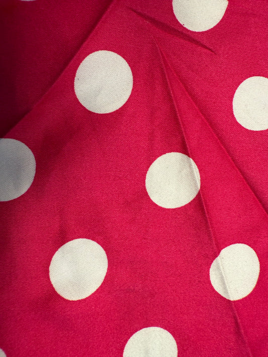 Pink White Polka Dot Cotton Sateen Woven "Miss Raspberry"