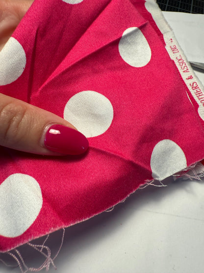 Pink White Polka Dot Cotton Sateen Woven "Miss Raspberry"