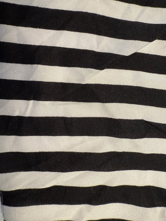 Black White Thick Stripe Rayon Woven "Beauty Bag"