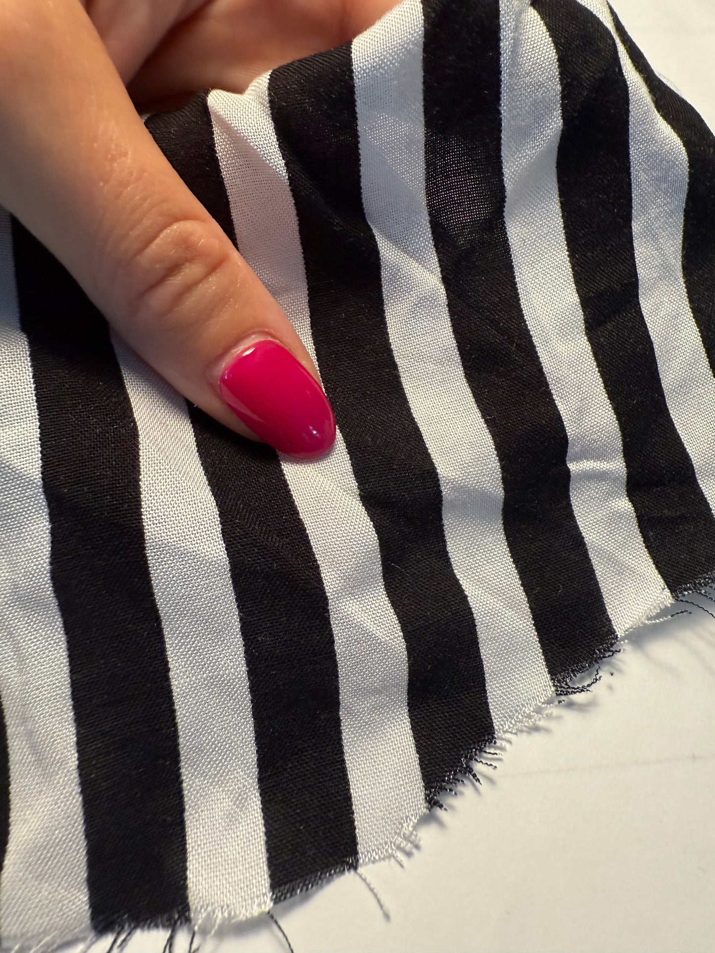 Black White Thick Stripe Rayon Woven "Beauty Bag"