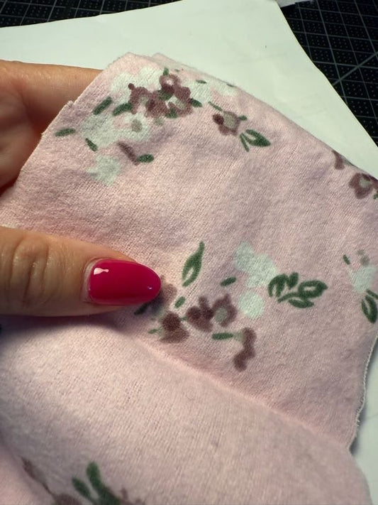 Pink White Green Floral Print Cotton Flannel "Softer Side"