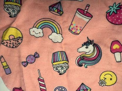 Pink Purple Yellow Red White Blue Star Unicorn Candy Boba Strawberry Nail Polish Rainbow Lipstick Donut Smiley Face Floral Diamond Peace Sign Cotton Flannel "Girly Pop"