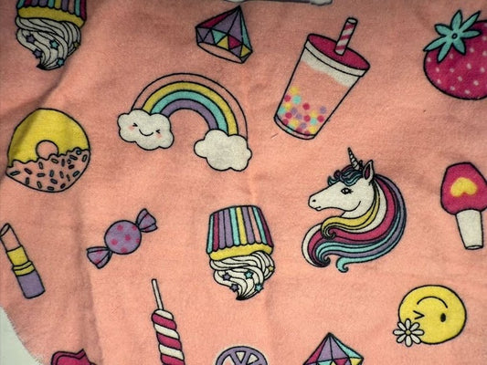 Pink Purple Yellow Red White Blue Star Unicorn Candy Boba Strawberry Nail Polish Rainbow Lipstick Donut Smiley Face Floral Diamond Peace Sign Cotton Flannel "Girly Pop"