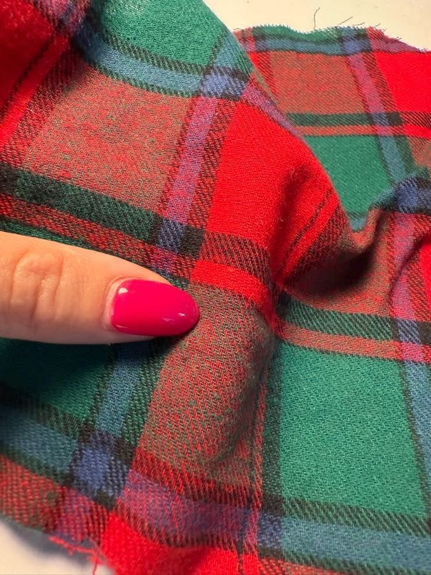 Green Red Blue Black Plaid Cotton Flannel "Merry and Bright"