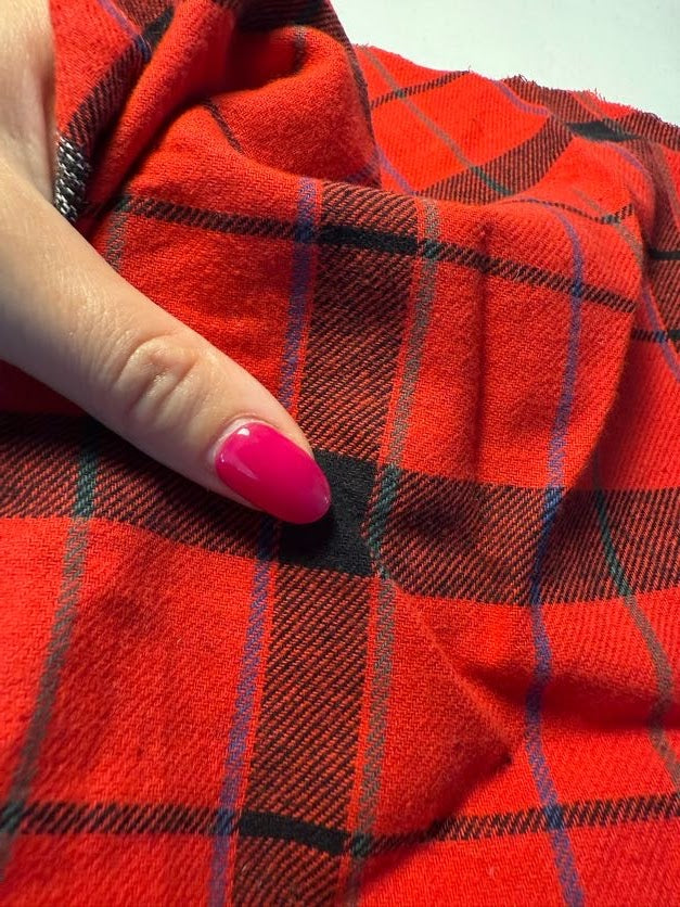 Red Black Blue Plaid Cotton Flannel "Sid "